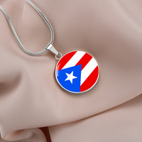Thumbnail for Puerto Rico Flag Circle Pendant Necklace