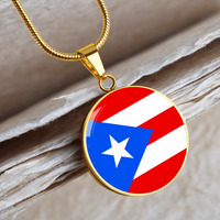 Thumbnail for Puerto Rico Flag Circle Pendant Necklace