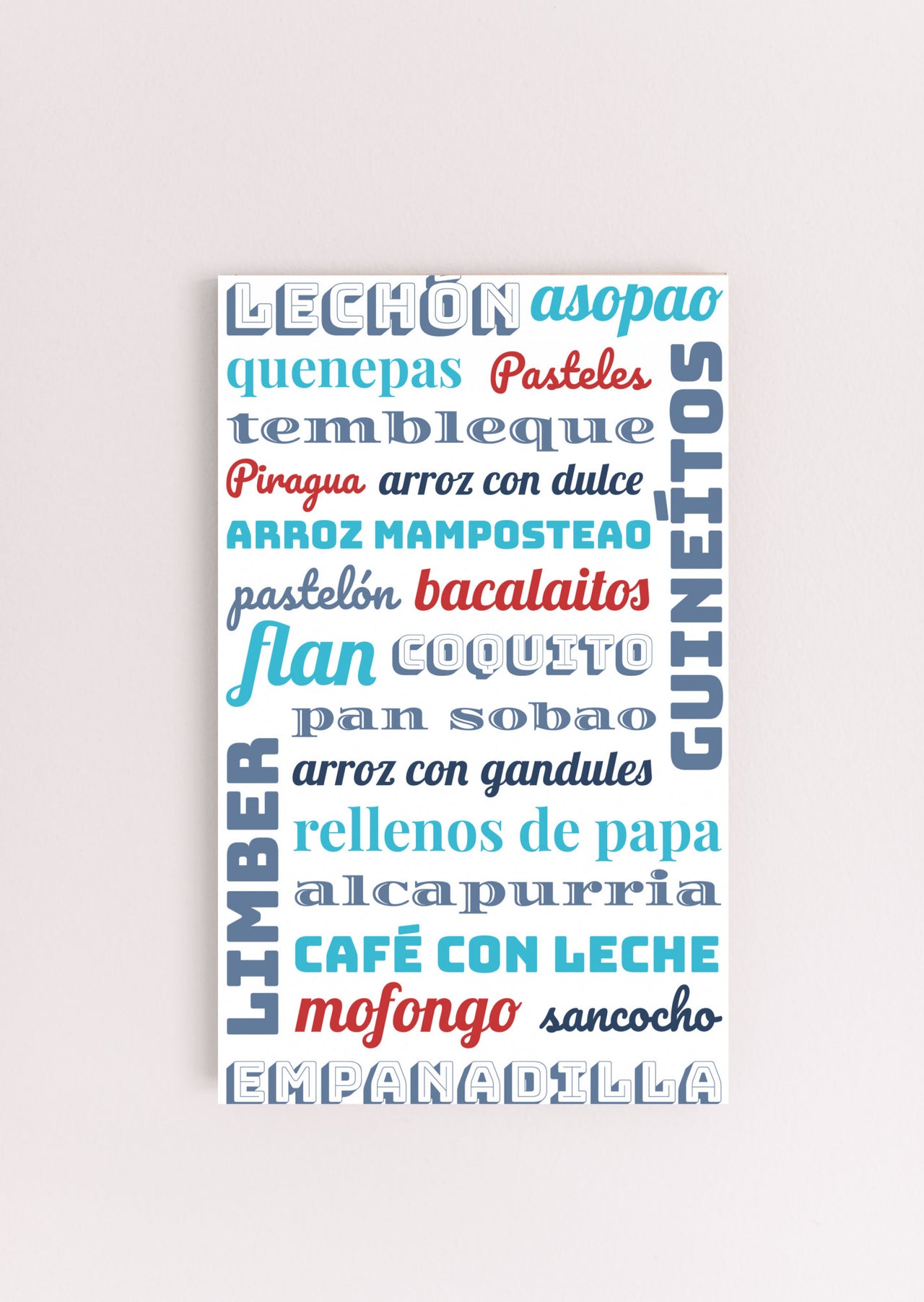 Puerto Rican Foods Word Art Wall Sign (BLUE)