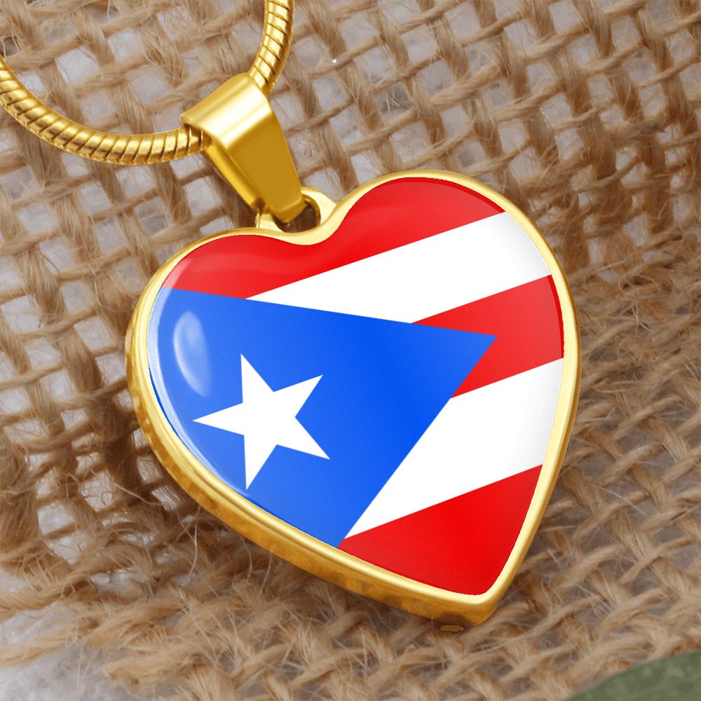Pride Metal Necklace - Men's 14k Gold Puerto Rican Pride Pendant Medallion