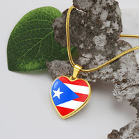 Thumbnail for Puerto Rico Flag Heart Pendant Necklace